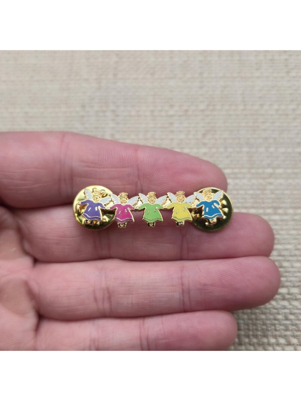 Gold Rainbow Angel Brooch Pin Colorful Guardian Angels Badge A8850